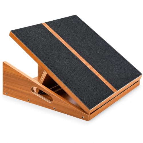 MUCITAGF Professional Extra Large Wide Slant Board, Wood Calf Stretch Board | Adjustable Incline Board with 5 Angles for Leg, Knees, Heel, Ankle & Stretching, Physical Therapy Equipment, 500 lbs Capacity - size: Extra Large Wide Slant Board (18”L × 16”W)