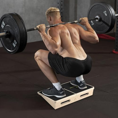Sportneer Squat Wedge, 1200LB Wooden Heel Elevated Board for Squats - size: 15°