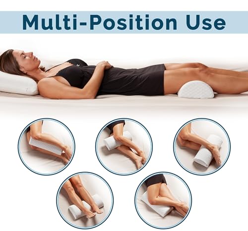 ComfiLife Knee Pillow for Back Sleeping – 100% Memory Foam Bolster Pillow for Legs – Under Knee Pillow for Sleeping on Back – Leg & Hip Pain Relief for Side Sleepers – Half Moon Pillow