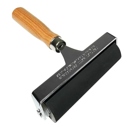 4 Inch Soft Rubber Brayer Roller, 45A Durometer Printmaking Brayer with Heavy-Duty Steel Frame & Wood Handle for Gel Printing, Linocut & Block Printing - size: 4 in