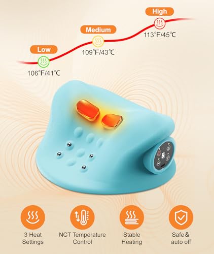 Neck Massager with Heat & Vibration 3 Level Adjustable, Heated Neck Stretcher with 6 Modes, Rechargeable Cervical Traction Device for Pain Relief & Muscle Relaxation, Gift for Women Men