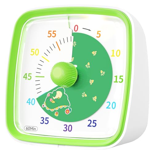 Yunbaoit Visual Timer with Night Light, 60 Minute Countdown, Green Dinosaur - color: Green-dinosaur