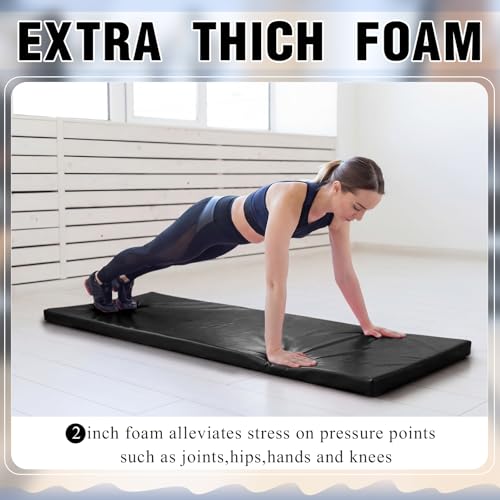 Lyrow 2 Inch Thick Yoga Mat 72x24 with Carry Strap Foam - color: Black