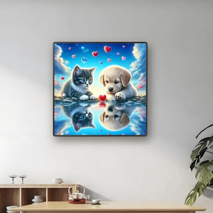 Shouruihua Dog Diamond Painting Kits for Adults, Cat Diamond Art Kits | Animal, Gem Art, Diamond Dotz Kits, Diamond Dots, Wall Art, Adult Crafts, Full Round Drill Diamond Painting Kits, 11.8x11.8in - color: Dog and Cat