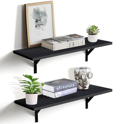 Tectocker-DOU 24" Long Floating Book Shelves for Wall, Heavy Duty, Black - color: Black, size: 24W×8D
