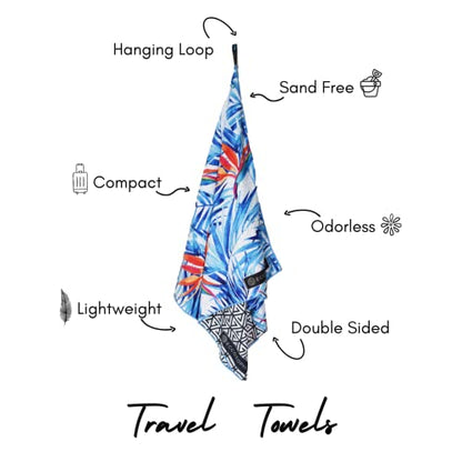 ECCOSOPHY Microfiber Beach Towel - Quick Dry, Sand Free and Oversized 71x35 | Super absorbent, lightweight, swimming, gym, extra large, pool, cruise, camping, yoga, travel, compact, carry bag, vacation - color: Tahiti