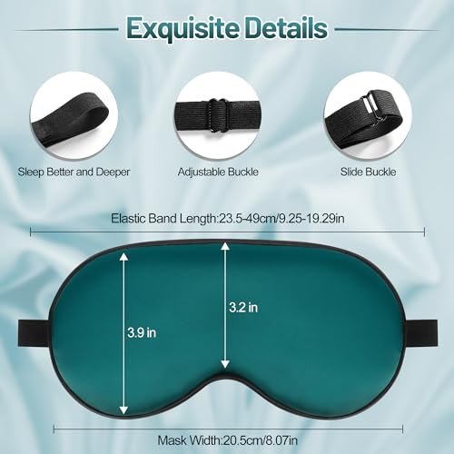 Silk Sleep Mask, Blackout Eye Mask for Sleeping with Adjustable Strap - color: Green
