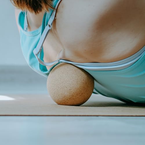 Natural Cork Massage Ball, Eco Sports Equipment, Round Exercise Therapy Ball, Self-Myofascial Release Tool (80 mm)