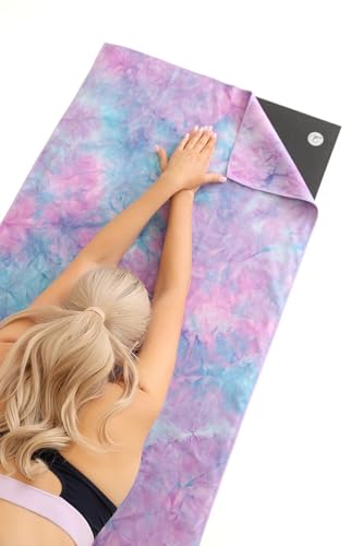 Eunzel 2 Pack Hot Yoga Towel Non Slip Yoga Mat Towel Non-Slip Sweat Absorbent Microfiber Towel for Hot Yoga, Pilates and Workout 72" x 26.5", Purple & Blue/Purple & Green - color: Z-purple & Blue/Purple & Green (2 Pack )