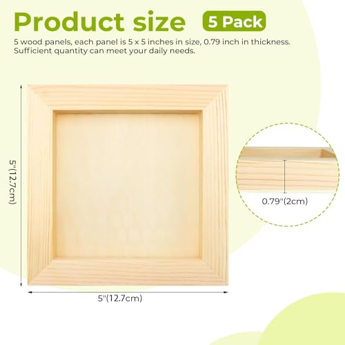 FSWCCK 5 Pack 5 x 5 inch Wood Panel Boards, Unfinished Wood Canvas Panels for Crafts, Painting Canvas, DIY Art Projects, Pouring, Arts Use with Oils, Acrylics - size: 5"X 5" 5 Pack