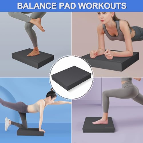 Balance Pad 15.8 * 13.2 * 2 inch,Large Balance Pad for Physical Therapy,Foam Balance Board for Rehabilitation Stability Workout Knee and Ankle Exercise Strength Training - color: Black-L(15.8*13.2*2")