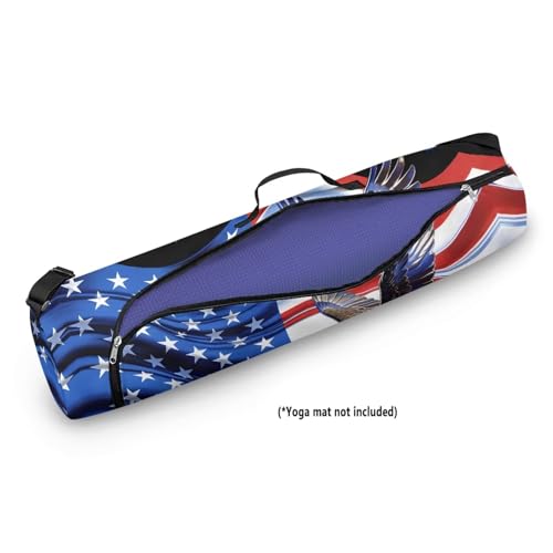 Yoga Mat Bag for Women & Men Full-Zip Yoga Mat Carrier Bag for Class Workout Park with Adjustable Strap - color: American Flag Eagle1