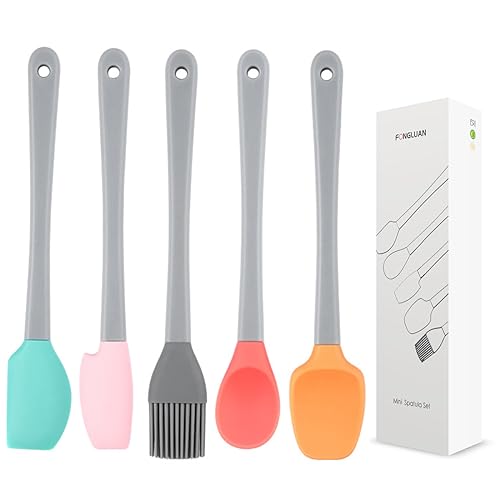 Mini Silicone Spatula Set of 5 - Heat Resistant & Nonstick Rubber Spatulas - Dishwasher Safe Kitchen Utensils for Cooking, Baking, Mixing