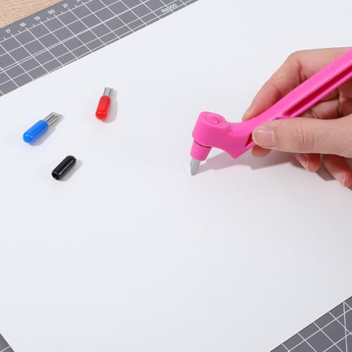 Craft Cutting Tools,360 Degree Rotating Craft Knife with 3 Different Stainless Steel Blades, Stencil Knife for DIY Crafts, Stencils, Scrapbooks, Spinblade Cutting Tool (Pink)