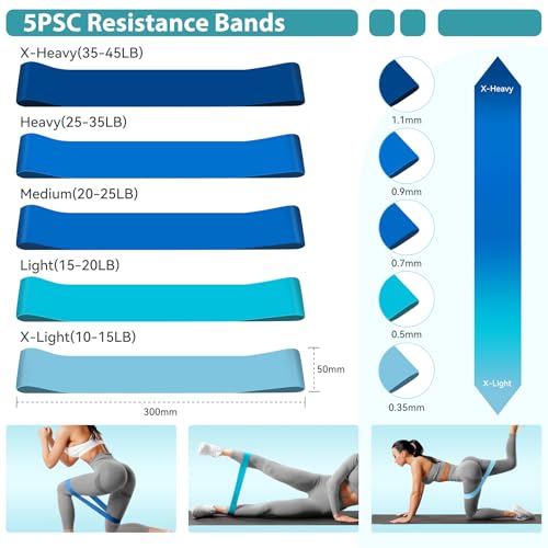 HASHMUST Pilates Ring Kit 12 PCS for Women, Home Workout Equipment with Magic Circle, Mini Exercise Ball, Resistance Bands, Massage Lacrosse, Yoga Strap, Full-Body Fitness Set for Toning & Gift - color: Blue