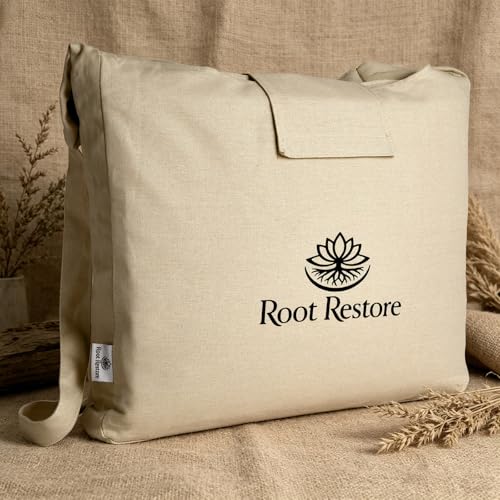 Acupressure Mat and Pillow Set — 4 Piece Full Body Set — Natural Linen & Coconut Fiber — Back Neck Pain Relief, Muscle Relaxation, Stress Relief — Includes Carry Bag