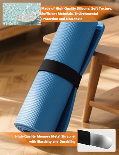 2 Pcs Yoga Mat Strap, Yoga Mat Scrunchie Slap Band for Carrying & Storage - Secure for Travel, Fits Most Standard Mats - color: Black