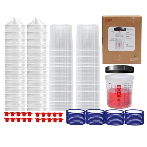 Disposable Easy Paint System(EPS) for Spray Gun,20 Ounce (600ml) Kit with 50 Liners,Lids and Strainer System for LVLP Paint Gun for Automotive,Hangable Divided Easy-Access Organizer Box - size: 20oz-50PC/Hangable Divided Easy-Access Organizer