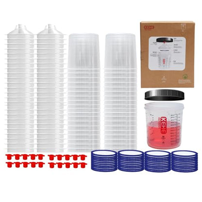 Disposable Easy Paint System(EPS) for Spray Gun,20 Ounce (600ml) Kit with 50 Liners,Lids and Strainer System for LVLP Paint Gun for Automotive,Hangable Divided Easy-Access Organizer Box - size: 20oz-50PC/Hangable Divided Easy-Access Organizer