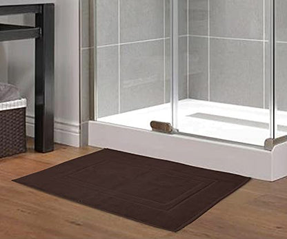 GLAMBURG Premium Cotton 20x32 inch 2-Pack Bath Mats - 100% Ringspun Cotton - Luxury Hotel & Spa Quality - 800 GSM - Durable Soft Highly Absorbent - Machine Washable - Chocolate Brown - color: Chocolate Brown