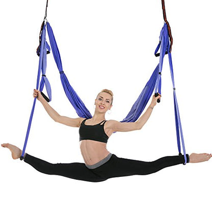 Aerial Trapeze Yoga Hammock Kit - Ultra Strong Antigravity Yoga Flying Sling Inversion Swing Tool Set - color: Mixed Purple