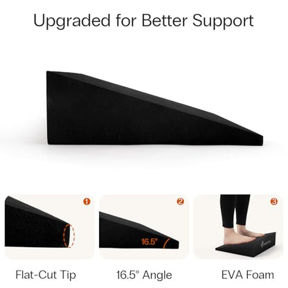 StrongTek XL Yoga Wedge & Foot Stretcher Set – Extra-Large Foam Incline Blocks + Plantar Fasciitis Relief Stretcher