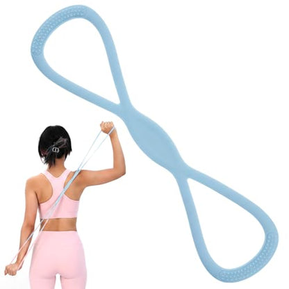 Arm Resistance Bands 8 Shaped Resistance Bands with Handles for Shoulder Back Arm Workout for Yoga Fitness Equipment - color: Blue
