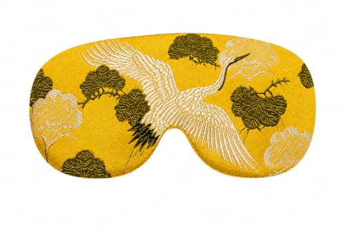 Opulence Handmade Weighted Sleep Eye Mask with Flaxseed Filling, Satin & Velvet, Adjustable Strap, Light Blocking for Meditation, Hot & Cold Therapy, Travel - Golden Botanic - color: Golden Botanic