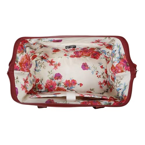 Jessica Simpson Countryside Weekender Duffel 100% Polyester Drop Bottom Bag - color: Burnt Russet