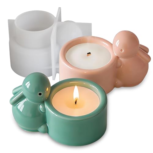 Wehous Rabbit Silicone Candle Holder Mold Cute Bunny Shaped Jewelry Trinket Holder Molds for Resin Concrete, 3D Unique Easter Silicone Storage Container Epoxy Resin Casting Plaster Molds DIY Art Craft - color: rabbit