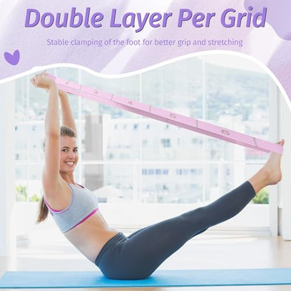 Stretching Strap with 11 Loops, Stretch Out Straps for Physical Therapy, Yoga, Pilates, Ballet, Versatile Stretch Out Strap for Flexibility, Dance & Home Workouts, Full Body Stretching