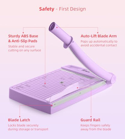 Firbon 12 Inch Guillotine Paper Cutter, Heavy Duty Paper Trimmer, Purple | 12-Sheet Capacity | Dual Scales | Paper, Cardstock & Photo Trimming | Scrapbooking Crafts | Office, Home & Studio Use - color: Purple