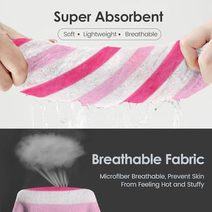 JML Microfiber Bath Towels, 2 Pack, 30" x 60", Cabana Stripe Pink - color: Cabana Stripe Pink, size: 2 Pack (30 in x 60 in)