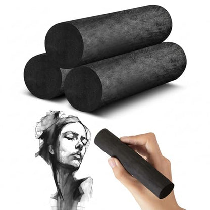 Gueevin 10 Pcs Jumbo Willow Charcoal Sticks 0.79-0.94 Inch Large Soft Willow Charcoal Chunky Drawing for Sketching Artist Back to School Supplies, Black