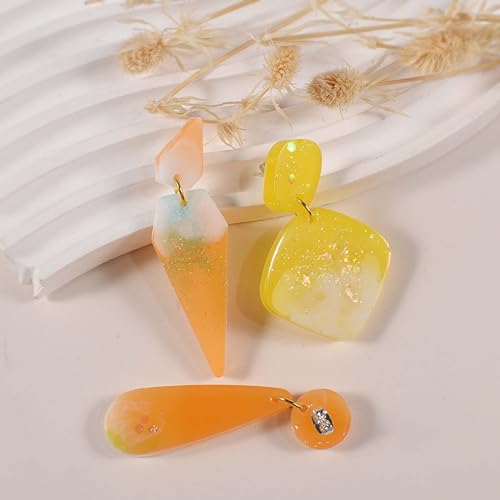 Attuslla 12 PCS Resin Earring Molds Silicone Jewelry Earring Molds Epoxy Resin Molds DIY Craft with Ear Hooks, Jump Rings for DIY Women Earrings, Pendants, Rings, Jewelry Craft Supplies - color: Style F