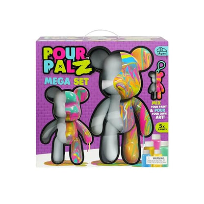 Pour Palz DIY Paint Pouring Kit, Create Custom Art with XL & Standard & Keychain Figure, 5 Acrylic Pour Paints -Fun Creative Hobby for Kids & Adults, Unique Collectible Craft Set, Mega Pack, Ages 5+ - color: Mega Pack