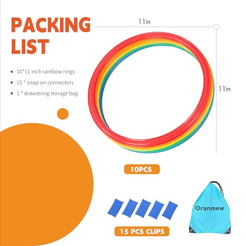 10Pcs 11" Hopscotch Rings, Agility Rings for Kids Obstacle Course - style: 11" Hoop – 1 Set