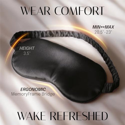 OLESILK Silk Eye Mask for Sleeping with Shading Strip for Women, Black - color: Black