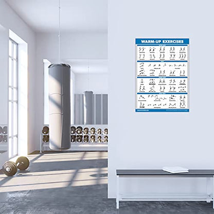 Palace Learning 3 Pack - Warm Up Exercises + Stretching Exercises + Yoga Workouts - Set of 3 Workout Charts (LAMINATED, 18” x 24”)