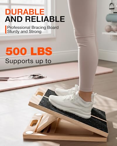 Frylr Portable Wooden Slant Board for Calf Stretching and Exercise, Adjustable Incline Wedge for Squats and Balance