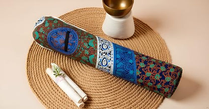 INDIAN CRAFT CASTLE Yoga Mat Bag, Full-Zipper Yoga Mat Carrier with Adjustable Strap, Front & Exterior Phone Pocket, Stylish & Functional Fitness Mat Holder for Women & Men - color: Blue 6 kaam