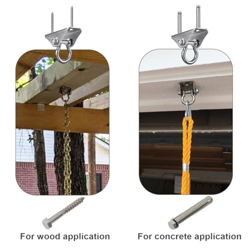 304 Stainless Steel Swing Hangers,Heavy Duty Hammock Hanging Kit for Swing Set,Chair,Yoga,Multiple Indoor Outdoor Gym,Sandbag,Indoor Outdoor 2 Pack (1500 lbs)