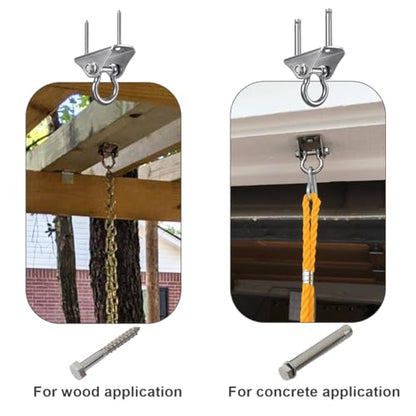 304 Stainless Steel Swing Hangers,Heavy Duty Hammock Hanging Kit for Swing Set,Chair,Yoga,Multiple Indoor Outdoor Gym,Sandbag,Indoor Outdoor 2 Pack (1500 lbs)