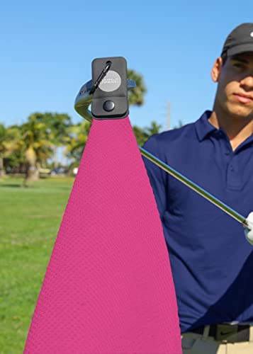 Magnetic Golf Towels for Golf Bags with Clip & Ultra Strong Magnet - Waffle Weave Microfiber Towel for Secure Hold on Bags & Carts - Ideal Club Cleaner & Accessories - Pink - color: Pink