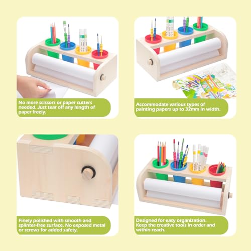 Tabletop Paper Roll Dispenser Art Easel with Paper Roll(Purple) - color: Purple