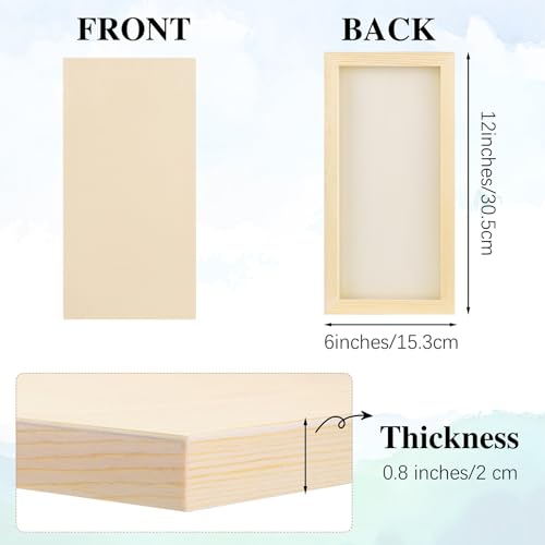 Aodaer 8 Pack Wood Panels 6 x 12 Inch Wooden Panels Canvas Unfinished Craft Wood Boards Panels for Art Crafts Acrylic and Oil Painting Pouring DIY Projects - size: 6 x 12 Inch