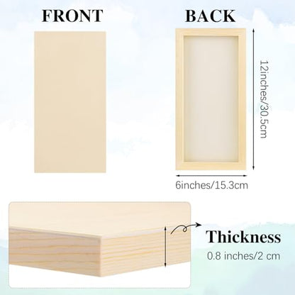 Aodaer 8 Pack Wood Panels 6 x 12 Inch Wooden Panels Canvas Unfinished Craft Wood Boards Panels for Art Crafts Acrylic and Oil Painting Pouring DIY Projects - size: 6 x 12 Inch