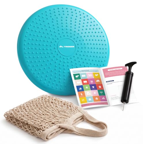 Trideer Wobble Cushion Core Balance Disc, Flexible Seating for Classroom Elementary, Wiggle Seat for Sensory Kids, Balance Pad with Inflation Pump - color: 34CM Turquoise with bag