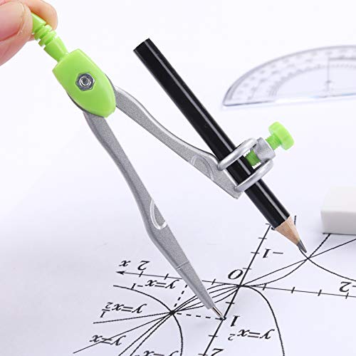 Vobou Math Geometry Sets 10 Pcs, Student Supplies Kit, Compass Set (Green） | Shatterproof Storage Box,Rulers,Protractor,Compass,Eraser,Pencil Sharpener,Lead Refills,Pencil,for School and Drawing - color: Green