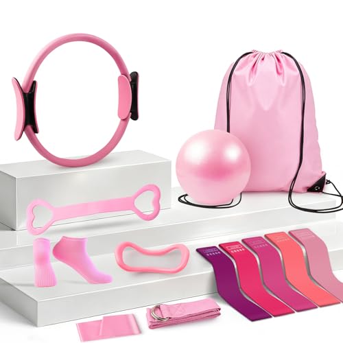13-Piece Pilates Kit for Women, Pilates Equipment for Home Workouts, Pink
